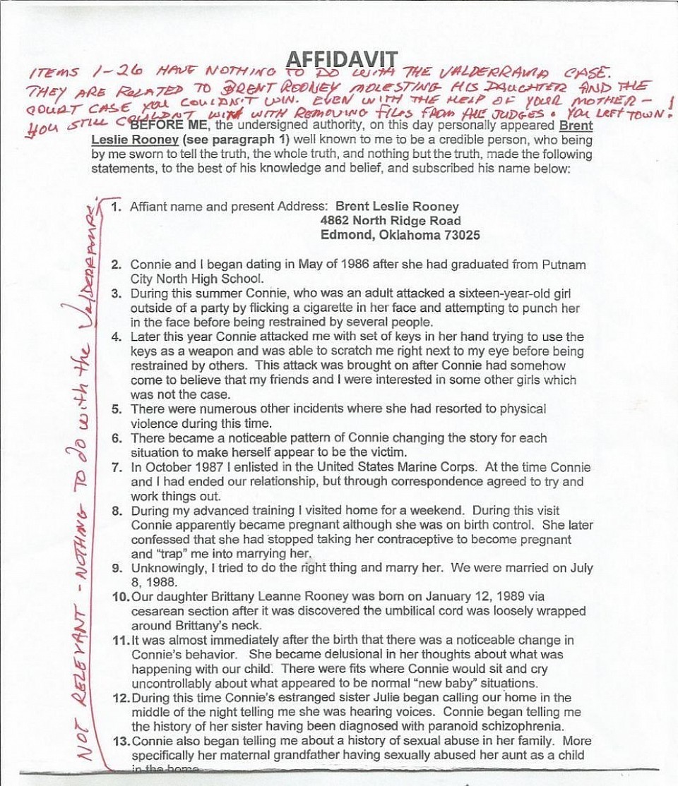 Brent Rooney Affidavit page 1