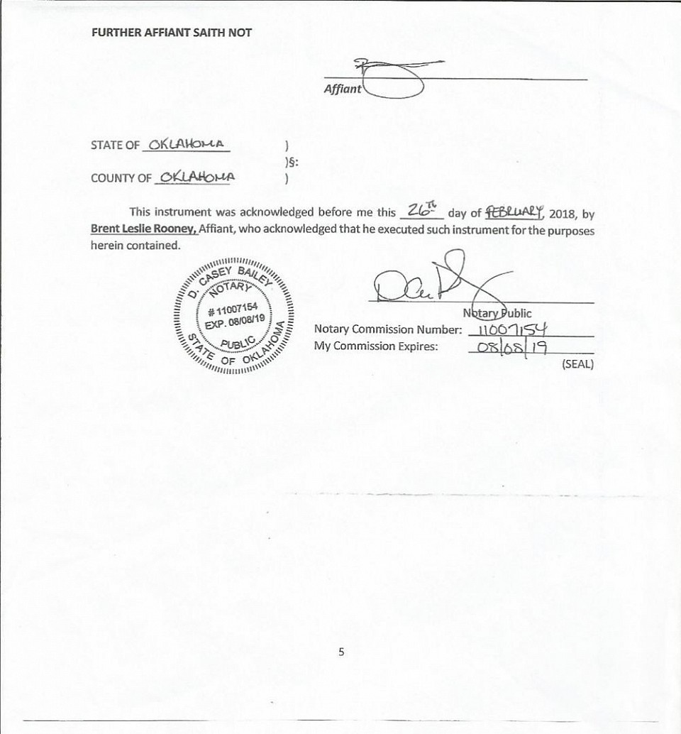 Brent Rooney Affidavit page 6